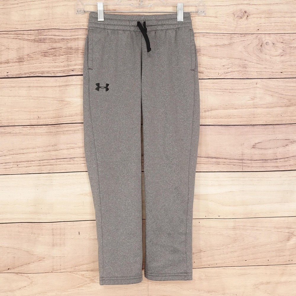 Under Armour Pants Youth S Gray Ankle ColdGear Fleece Sweatpants Drawstring